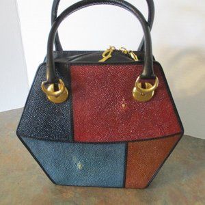 GENUINE POLISHED STINGRAY SKIN LEATHER HANDBAG